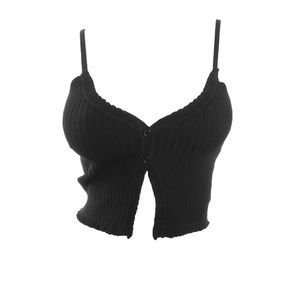 Soft ribbed tank with 2buttons